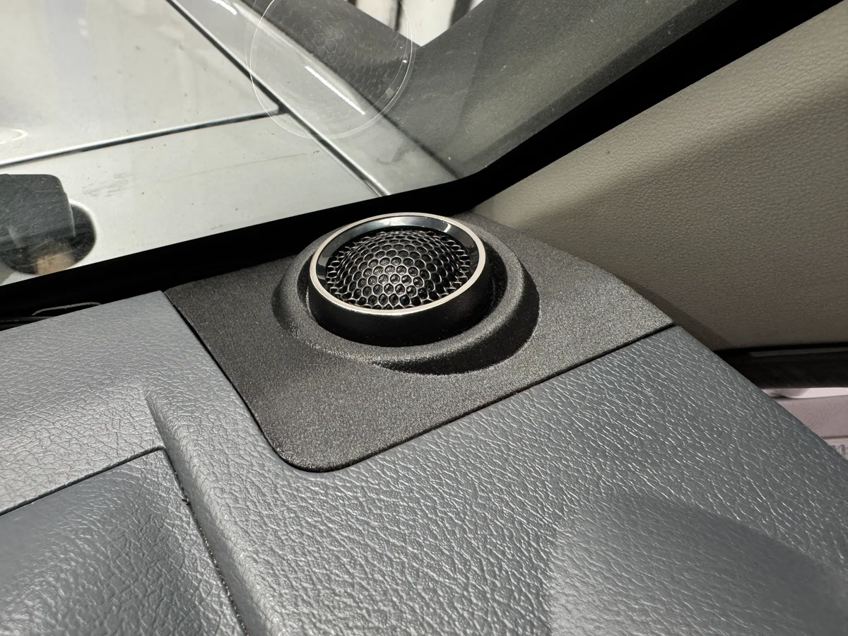 Toyota 70 Series LandCruiser tweeter pod installed on dash close up view