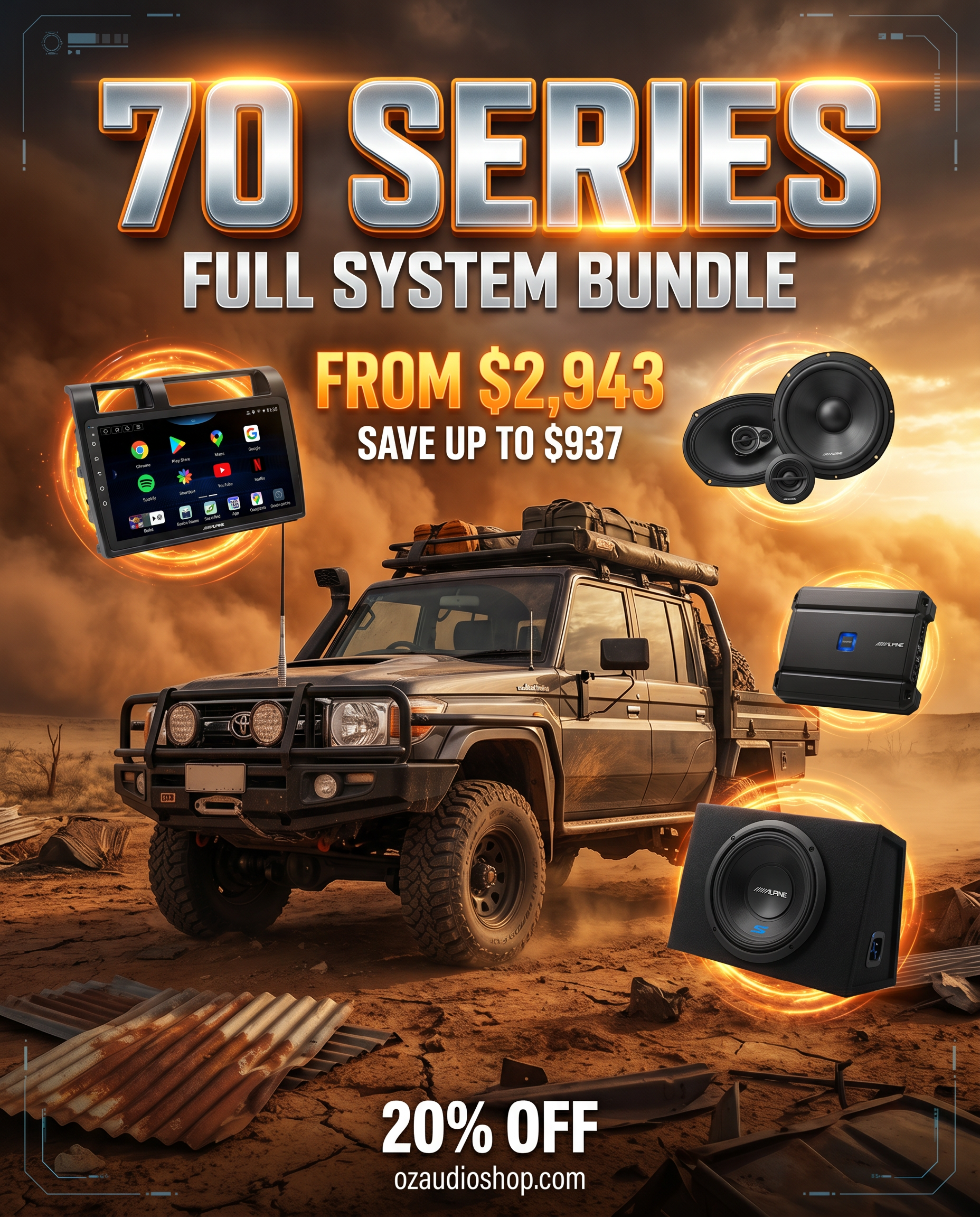 LandCruiser 70 Series 4x4 Full System Bundle — Stage 2 + Plug & Play Head Unit