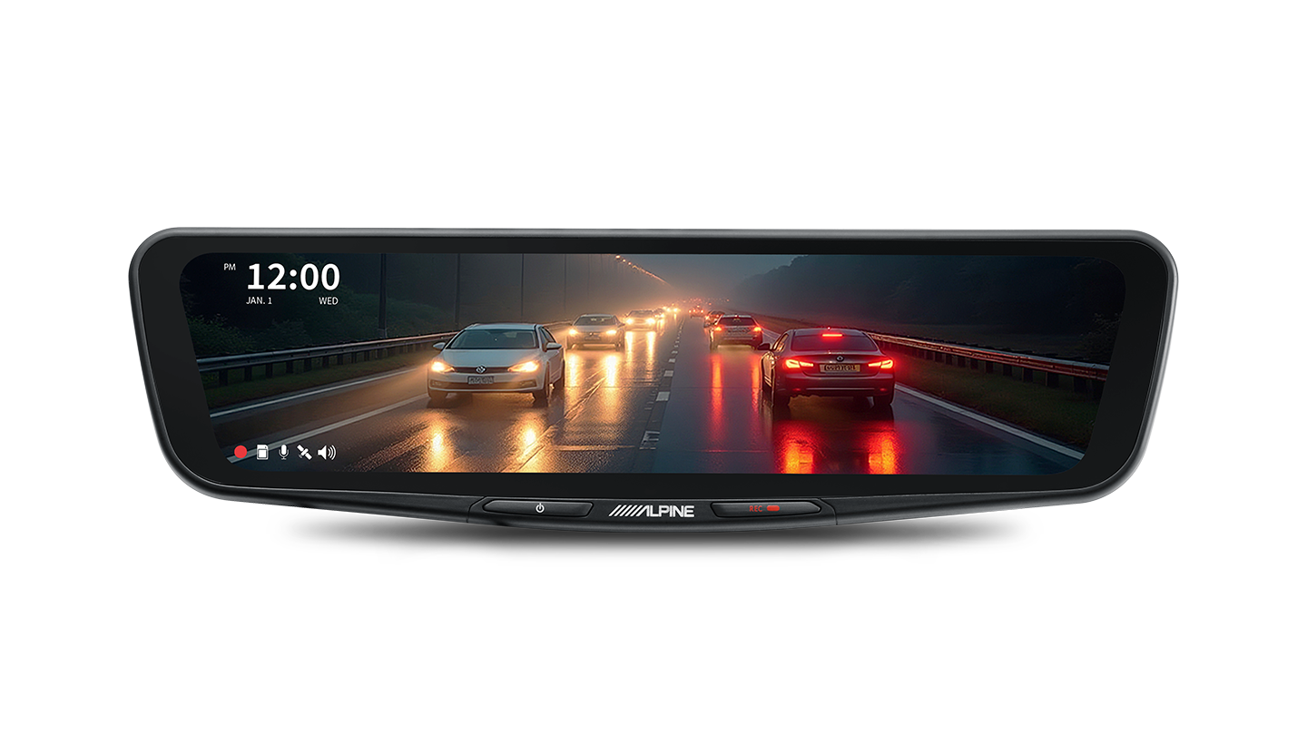 Alpine DVR-DM1000KO-IC 10” Digital E-Mirror with Front and Rear DVR Cameras