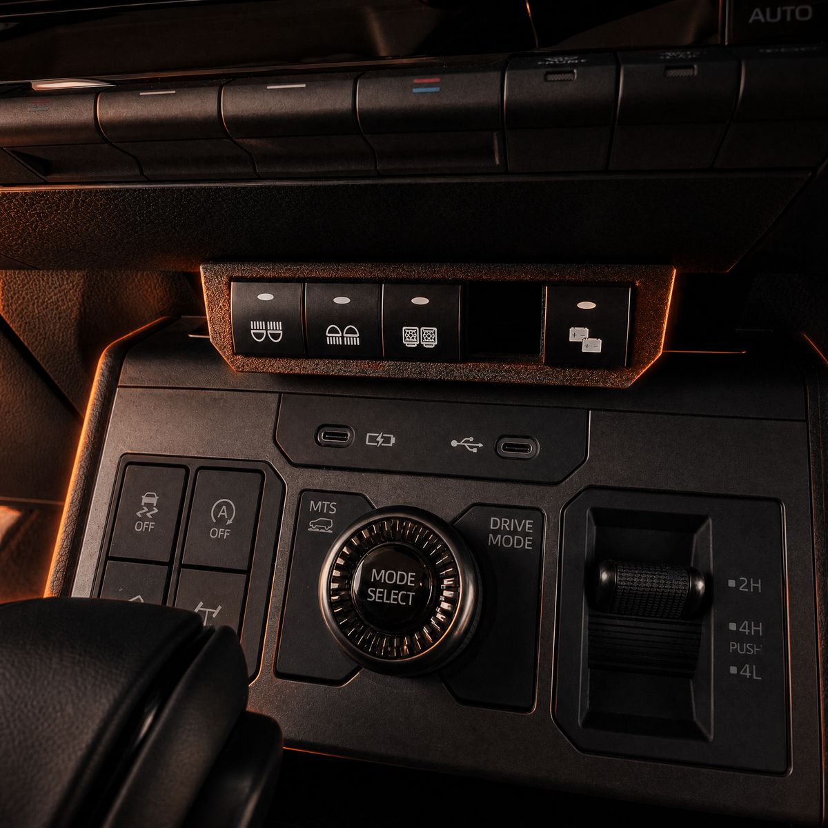 Hilux N90 centre five-switch panel installed in the factory console