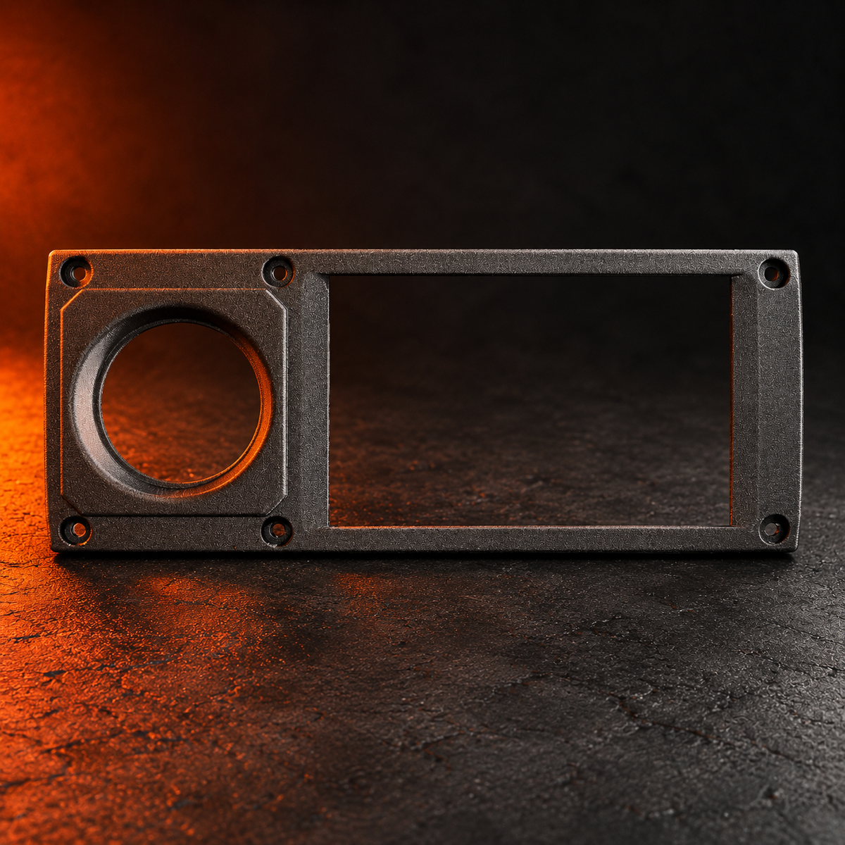 Toyota LandCruiser LC75 steel dash double-DIN fascia, real front product photo with orange studio lighting