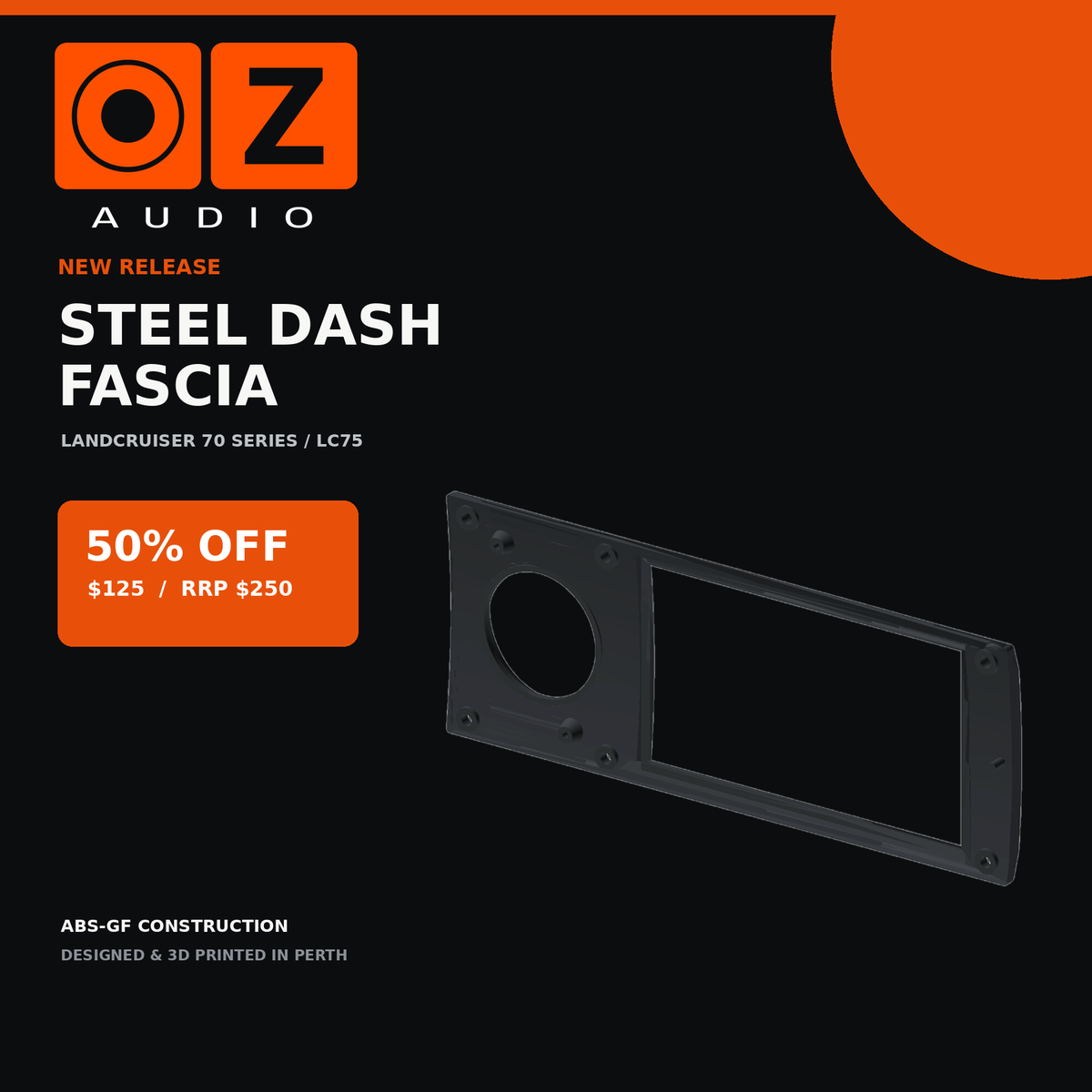 New release Toyota LandCruiser LC75 steel dash fascia, 50 percent off at 125 dollars