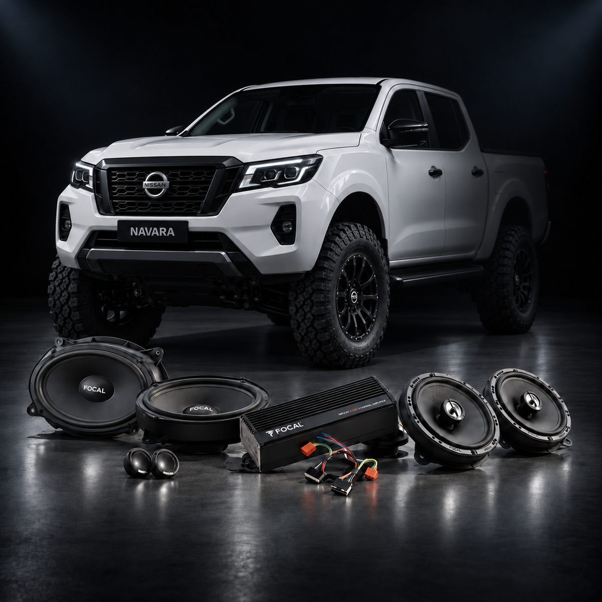 Nissan Navara NP300 Focal Stage 1 audio upgrade kit in Oz Audio workshop