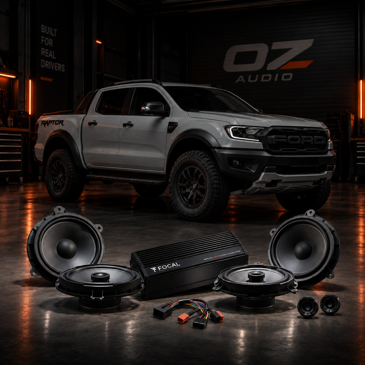 Ford Ranger PX Focal Stage 1 audio upgrade kit in Oz Audio workshop