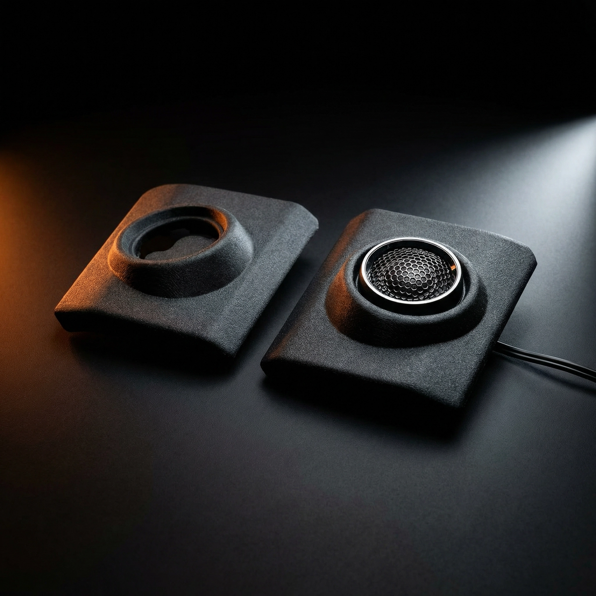 Toyota 70 Series LandCruiser 3D Printed Dash Tweeter Pods with Alpine tweeter installed